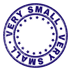 VERY SMALL stamp seal imprint with grunge texture. Designed with circles and stars. Blue vector rubber print of VERY SMALL tag with grunge texture.