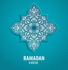 Greeting card for islamic holiday Ramadan. Traditional ornament.