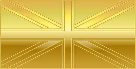 The golden flag of Great Britain. England flag gold. Vector illustration.