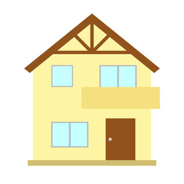 yellow house with brown roof and door