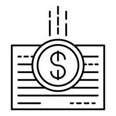 Money bill paper icon. Outline money bill paper vector icon for web design isolated on white background