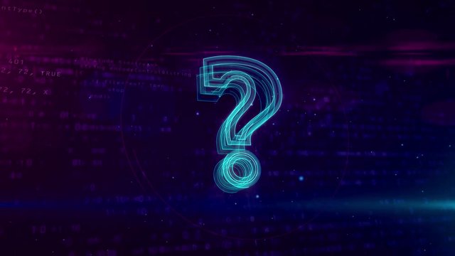 Question mark sign on digital background. Abstract concept of internet searching and cyber education loop and seamless animation.