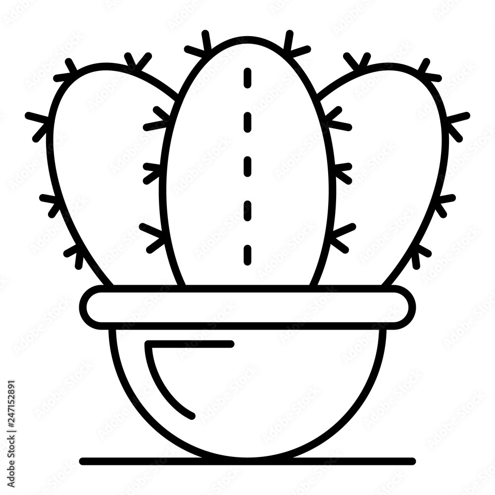 Poster botany cactus pot icon. outline botany cactus pot vector icon for web design isolated on white backg