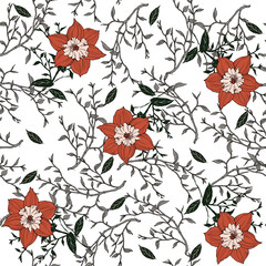 seampless flowers  pattern white  background