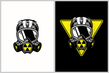 gas mask with nuclear symbol vector template