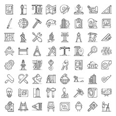 Architect equipment icons set. Outline set of architect equipment vector icons for web design isolated on white background