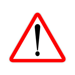 Attention sign symbol triangle. Caution icon exclamation. Alert road sign