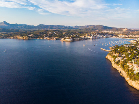 Aerial view on the islas Malgrats and Santa Ponca, Mallorca, Balearic Islands, Spain