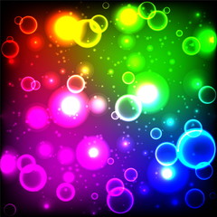 Rainbow neon color bright bubbles, abstract multicolor backgroun