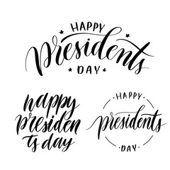 Happy presidents day. Set of hand lettering vector. Modern calligraphy quotes.