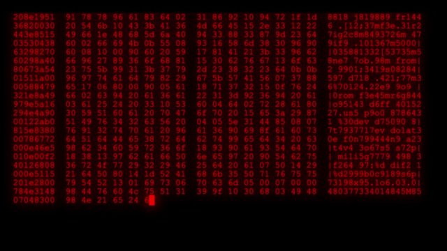 encrypted fast long scrolling programming security hacking code data flow stream on red display new quality numbers letters coding techno joyful video 4k stock footage