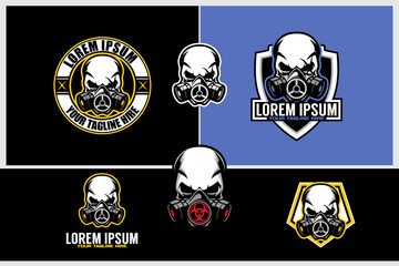 simple skull gas mask vector badge logo template template collection