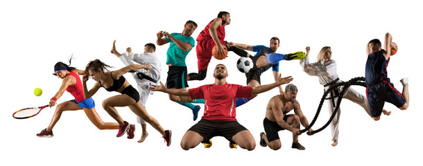 Huge multi sports collage taekwondo, tennis, soccer, basketball, football