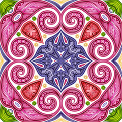 Colored Seamless Pattern with Mosaic Motif