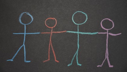 Frieden - Menschen in Eintracht und Verbundenheit - Menschlichkeit - Kreidezeichnung abstrakt