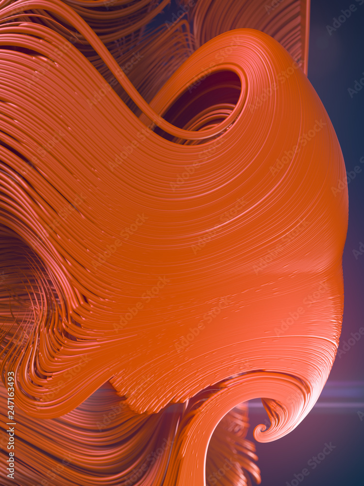 Poster Abstract composition. Bundle of orange cable background. 3d rendering