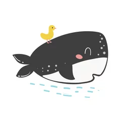 Deurstickers Leuke doodle walvis © levinanas
