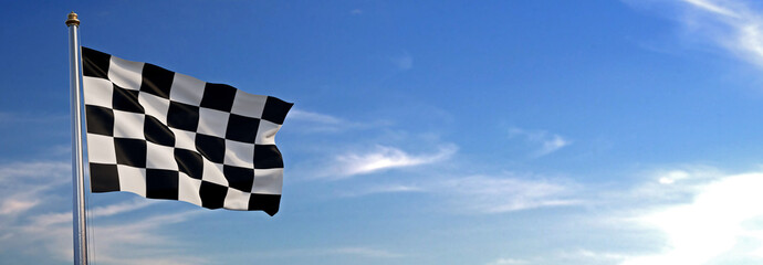 Car race rise waving to the wind with sky in the background