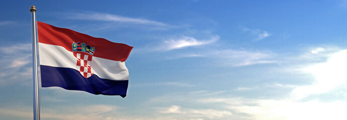 Flag of Croatia rise waving to the wind with sky in the background