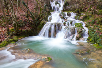 Fototapeta na wymiar Toberia Waterfalls at Entzia mountain range, Basque Country, Spain