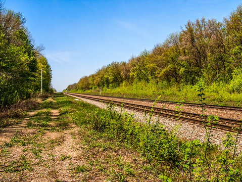 The railway  goes into the distance