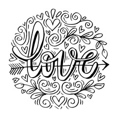 Love concept inspirational hand lettering motivation poster for banner, label, tag, poster or postcard