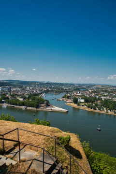Blick auf Koblenz und den Rhein rheinland Pflaz Deutschland