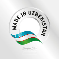 Made in Uzbekistan transparent logo icon silver background stamp