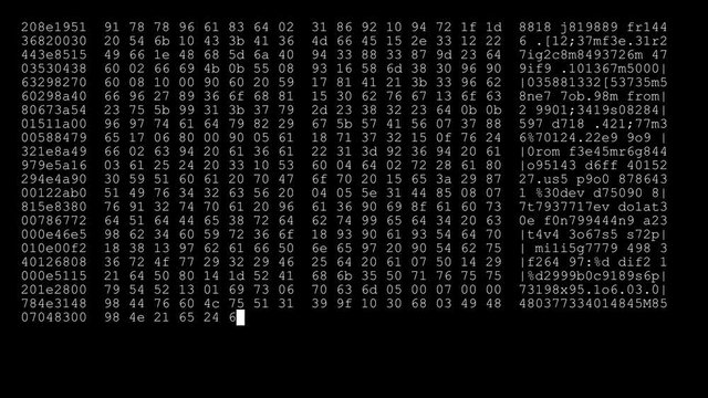 encrypted fast long scrolling programming security hacking code data flow stream on black white display new quality numbers letters coding techno joyful video 4k stock footage