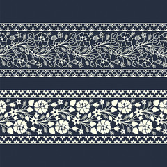 vintage white floral seamless border design. seamless template in swatch panel. design for packaging, decor, print - 247169418
