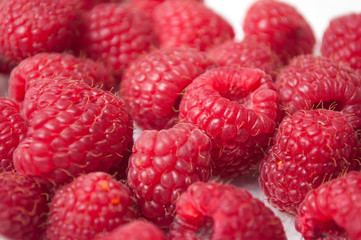 Closeup of raspberries on full frame