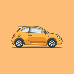 Obraz premium orange electro car, car, electro, orange car, fiat, italy retro car, retro cars