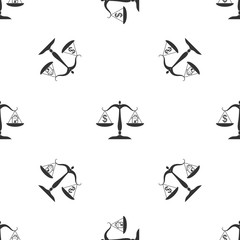 Naklejka premium House and dollar symbol on scales icon isolated seamless pattern on white background. Flat design. Vector Illustration