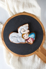 Baby gingerbread with animals. Tasty food. White background