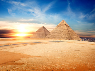Fototapeta na wymiar Egyptian pyramids in the Giza