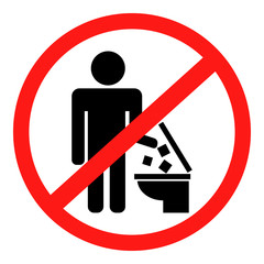 The icon does not throw garbage in the toilet. Vector image.