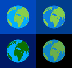 Earth and space with different colors