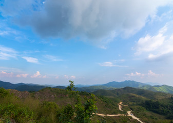 sky and blue sky in elephants wars Hill (Noen Chang Suek) Base camp at Pilok,Thong Pha Phum National Park kanchanaburi , Thailand