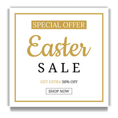 Easter Sale Banner Template Background. Square Frame. Voucher, wallpaper,flyers, invitation, posters, brochure, coupon discount,greeting card. Vector illustration.