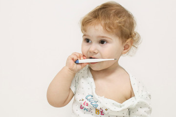 little girl with thermometer