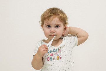 little girl with thermometer