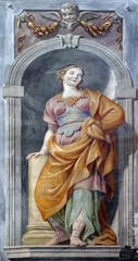 Obraz premium Fresco painting in the St Nicholas Cathedral in Ljubljana, Slovenia