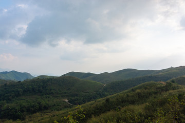Fototapeta premium sky and blue sky in elephants wars Hill (Noen Chang Suek) Base camp at Pilok,Thong Pha Phum National Park kanchanaburi , Thailand