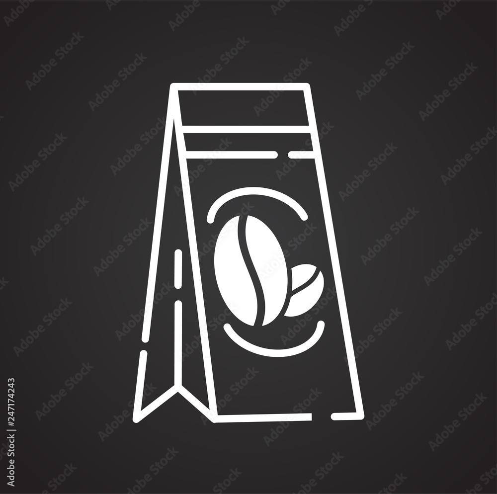 Poster coffee outline icon on black background for graphic and web design, modern simple vector sign. inter