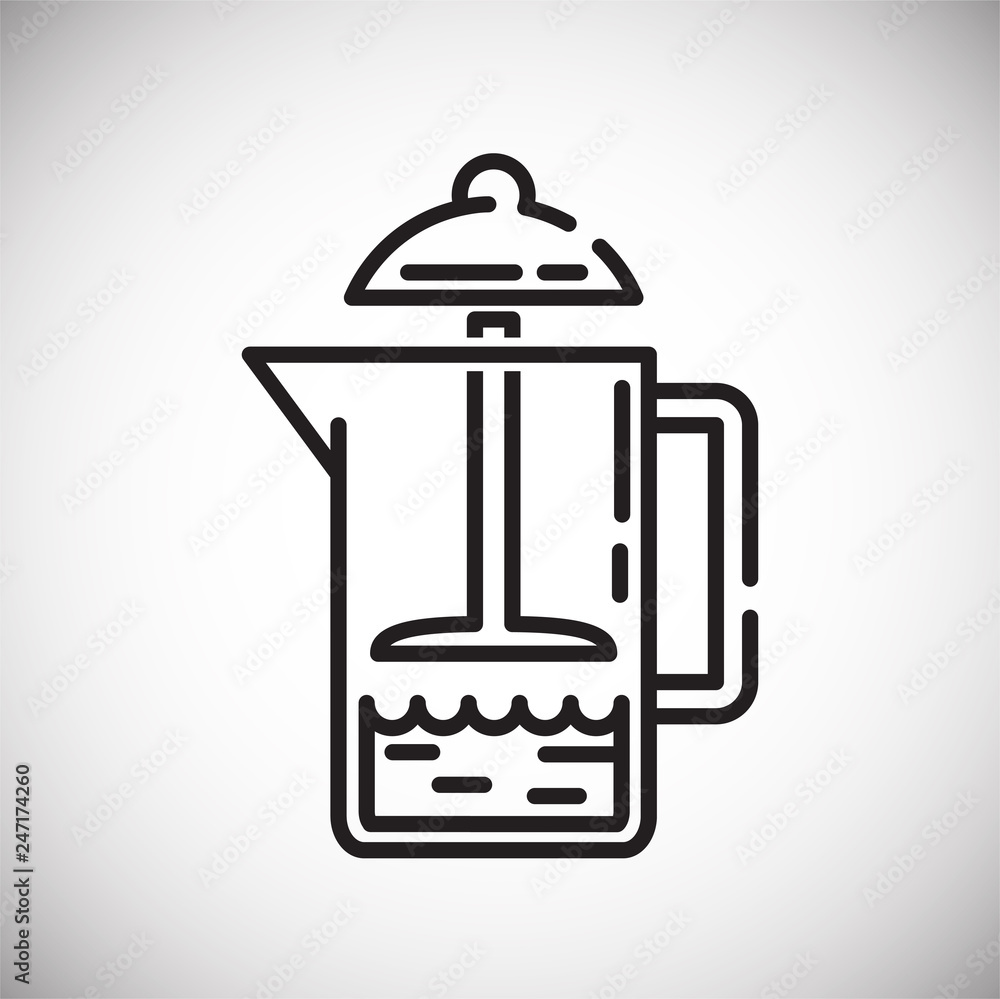 Poster french press outline icon on white background for graphic and web design, modern simple vector sign.
