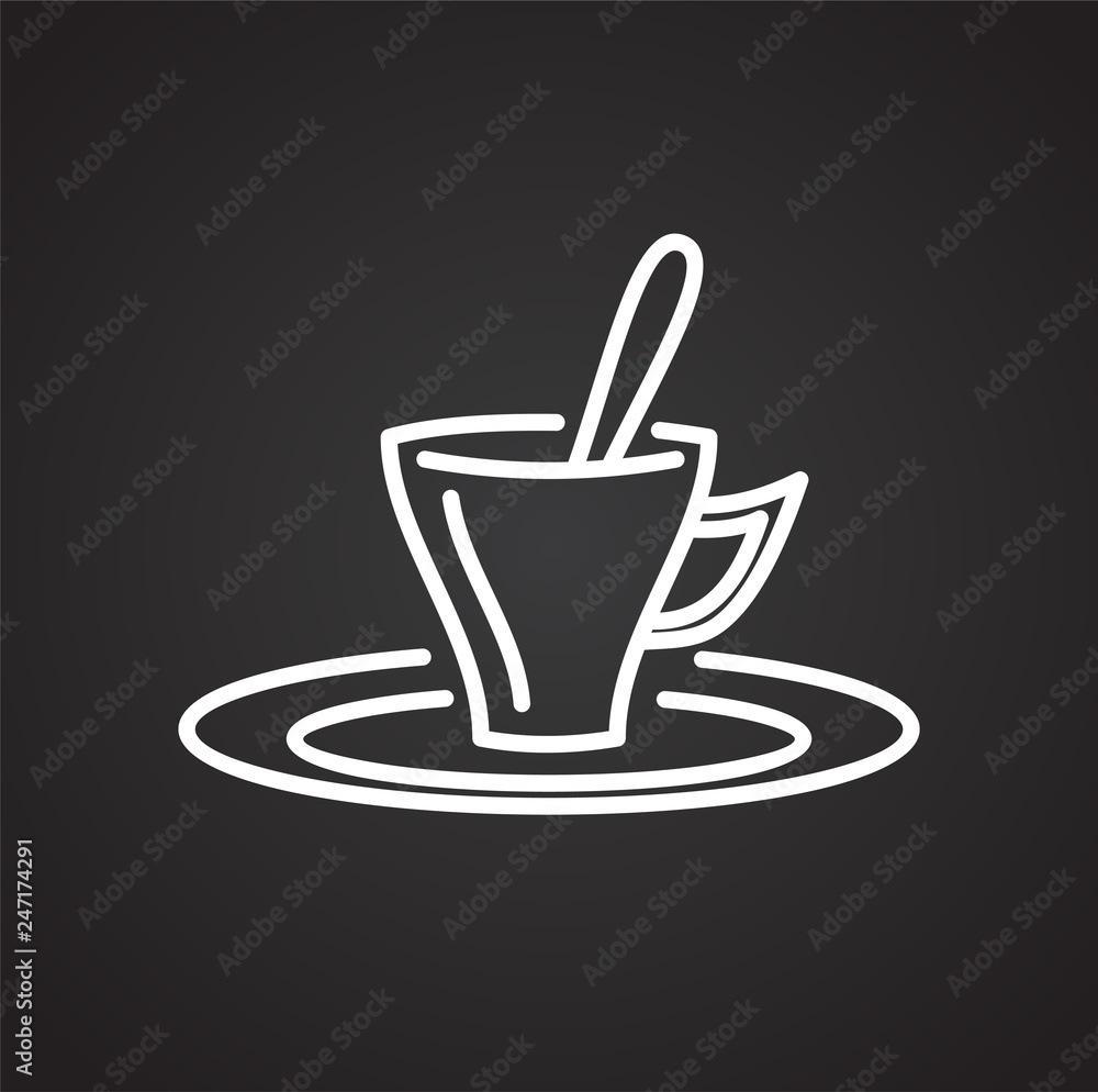 Poster tea outline icon on black background for graphic and web design, modern simple vector sign. internet