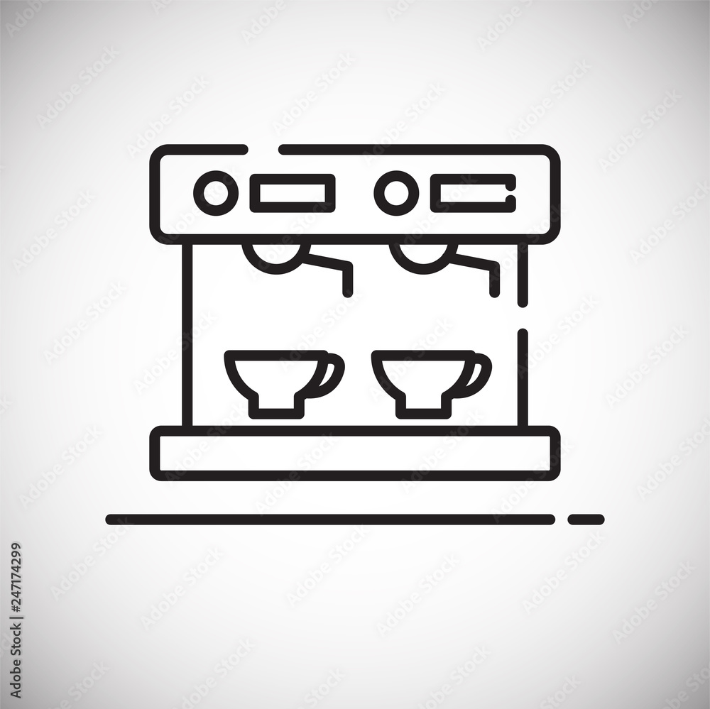Poster coffee machine outline icon on white background for graphic and web design, modern simple vector sig