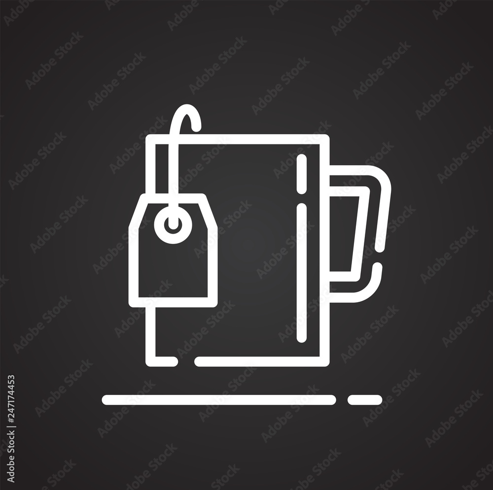 Poster tea bag outline icon on black background for graphic and web design, modern simple vector sign. inte