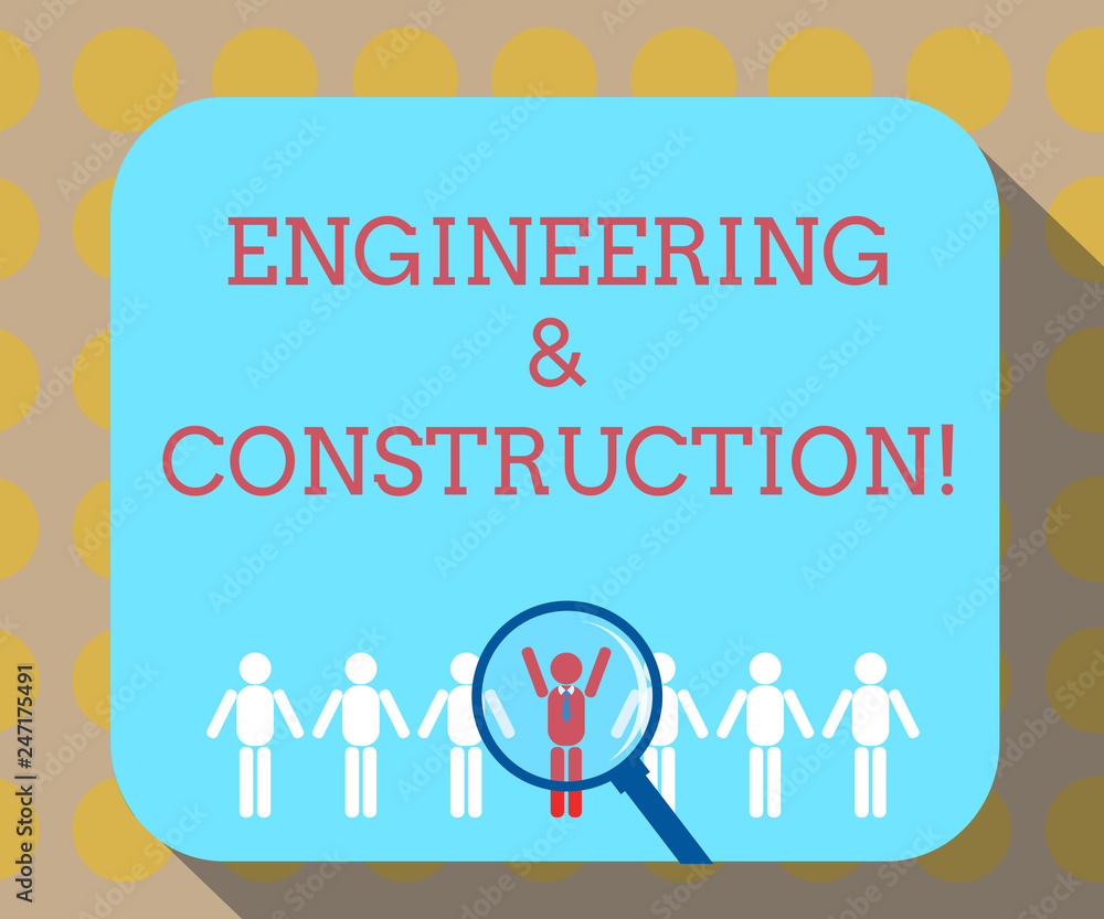 Poster word writing text engineering and construction. business concept for applying technical knowledge to
