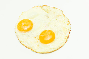 scrambled eggs from two eggs on a white background
